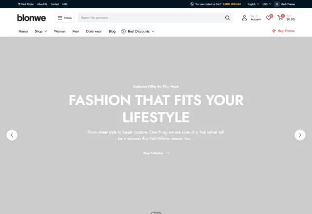 Moda / Giyim (E-Ticaret) web sitesi örneği: Moda Mağazası Modern ana sayfası
