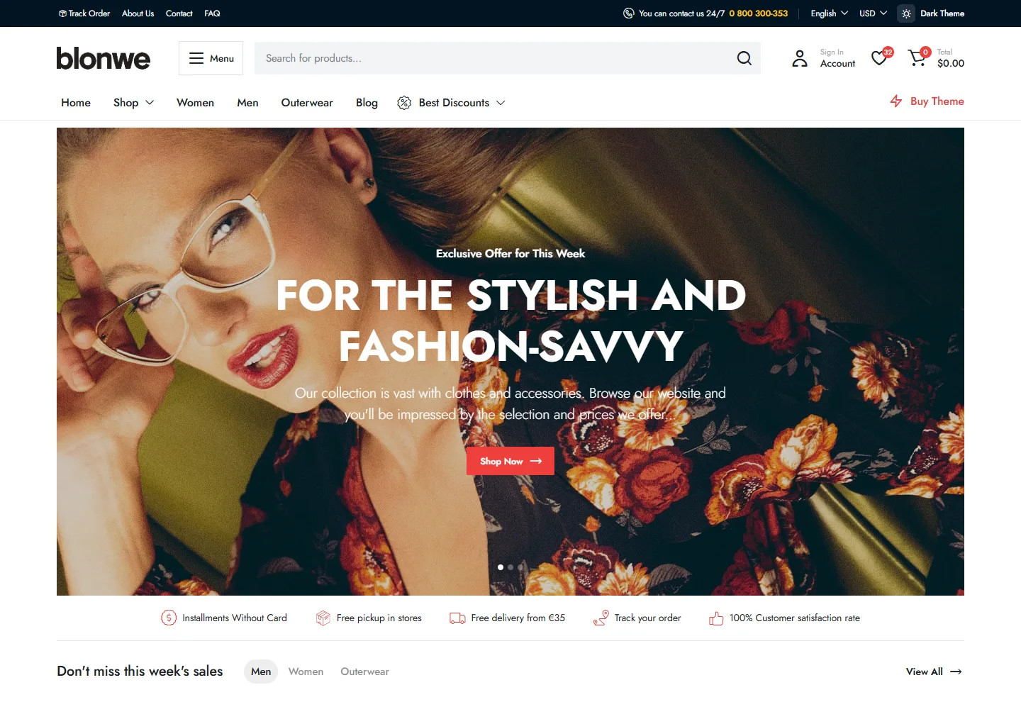 Moda / Giyim (E-Ticaret) web sitesi örneği: Moda Mağazası ana sayfası