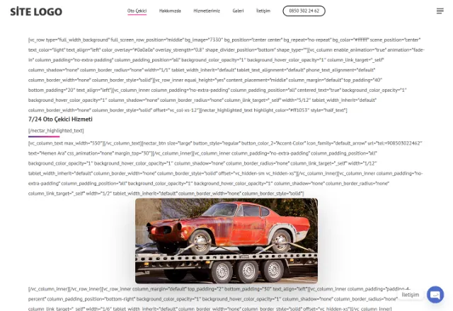 Çekici & Yol Yardım web sitesi örneği: Çekici ana sayfası