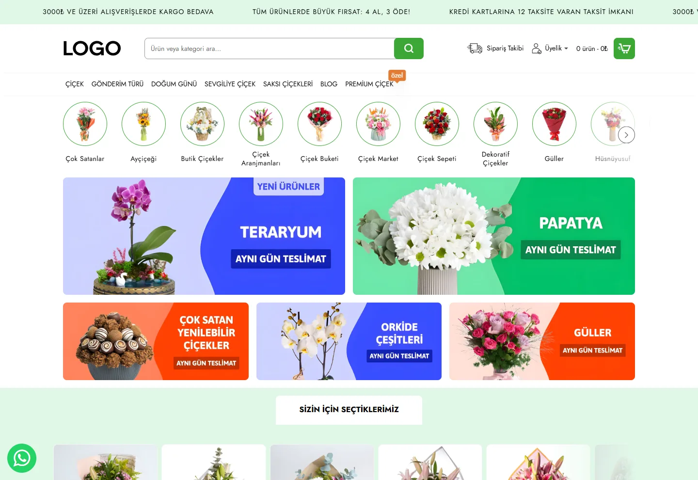 E-Ticaret web sitesi örneği: Defne E-Ticaret ana sayfası