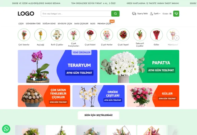 E-Ticaret web sitesi örneği: Defne E-Ticaret ana sayfası