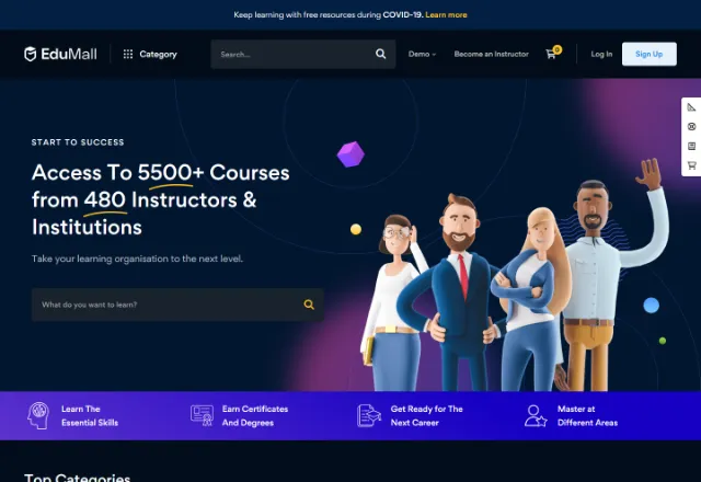 Online Kurs Platformu web sitesi örneği: Online Akademi Elit ana sayfası