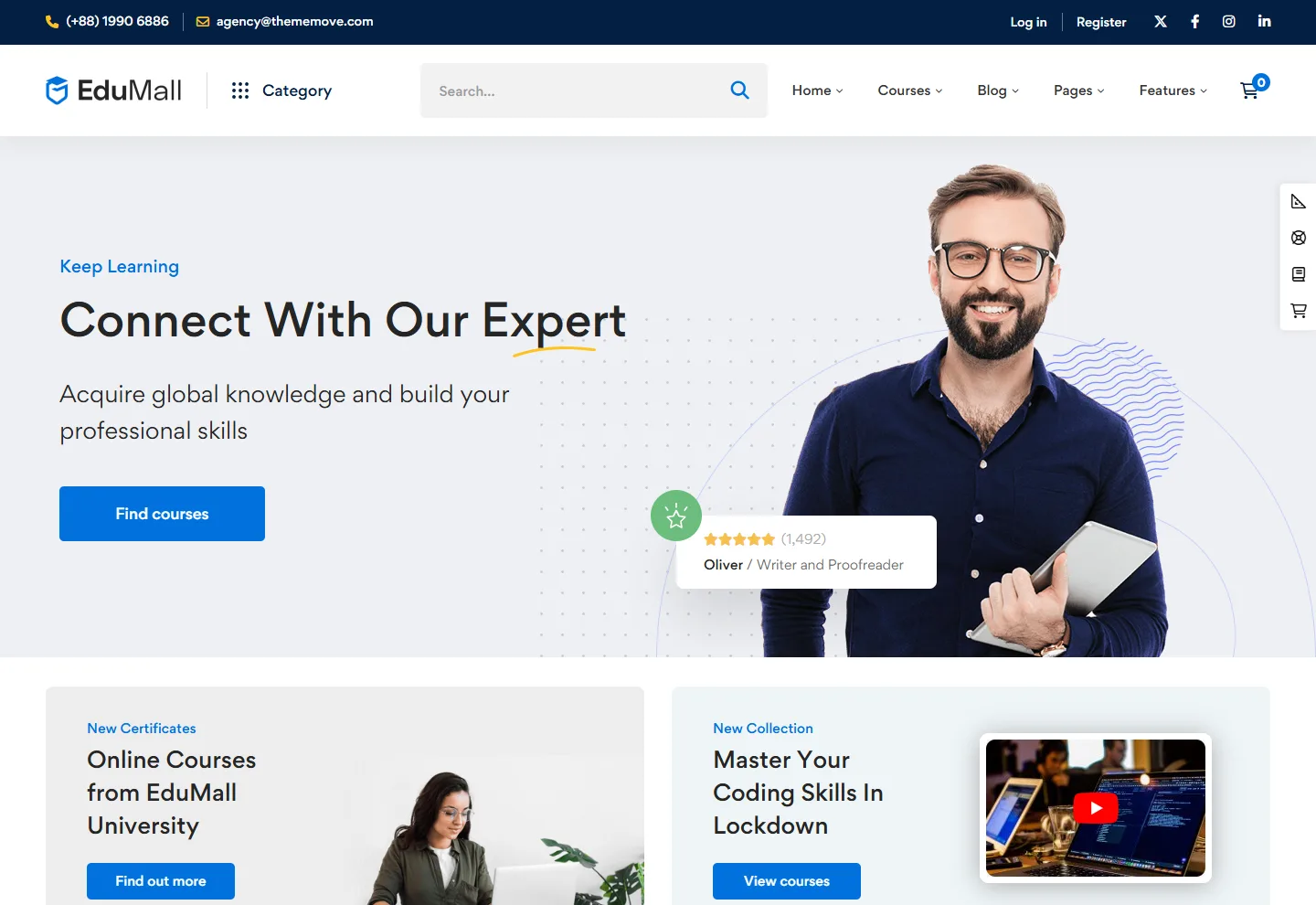 Online Kurs Platformu web sitesi örneği: Eğitim Merkezi Vitrin ana sayfası