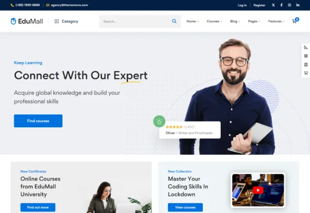 Online Kurs Platformu web sitesi örneği: Eğitim Merkezi Vitrin ana sayfası