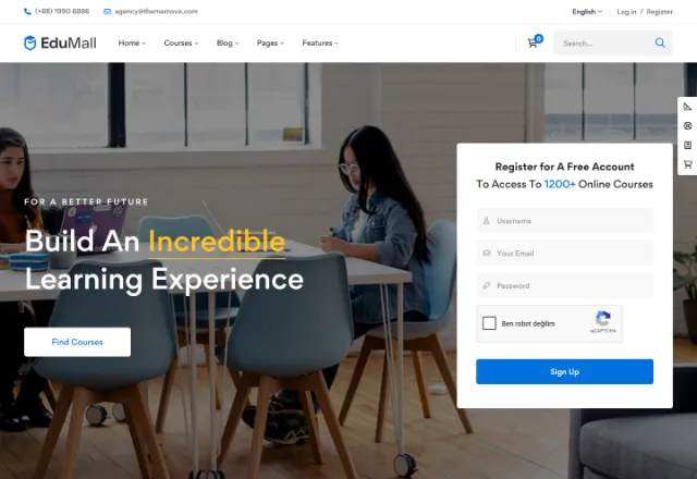 Online Kurs Platformu web sitesi örneği: Kurs Platformu Minimal ana sayfası