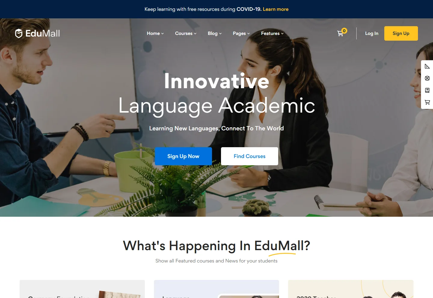 Online Kurs Platformu web sitesi örneği: Online Akademi Zarif ana sayfası