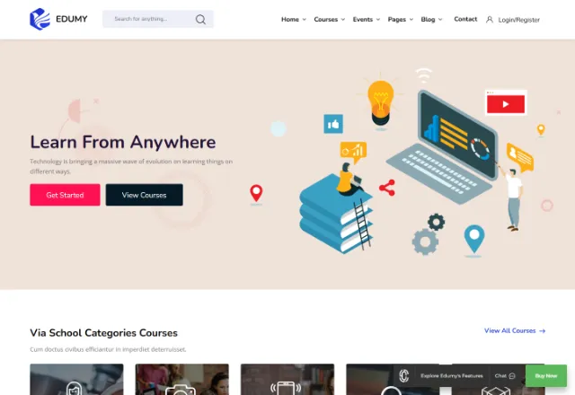 Online Kurs Platformu web sitesi örneği: Kurs Platformu Vitrin ana sayfası