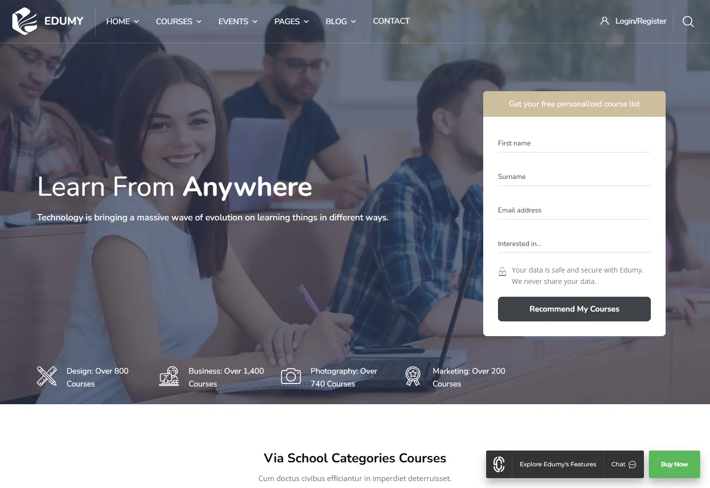 Online Kurs Platformu web sitesi örneği: Kurs Platformu Plus ana sayfası