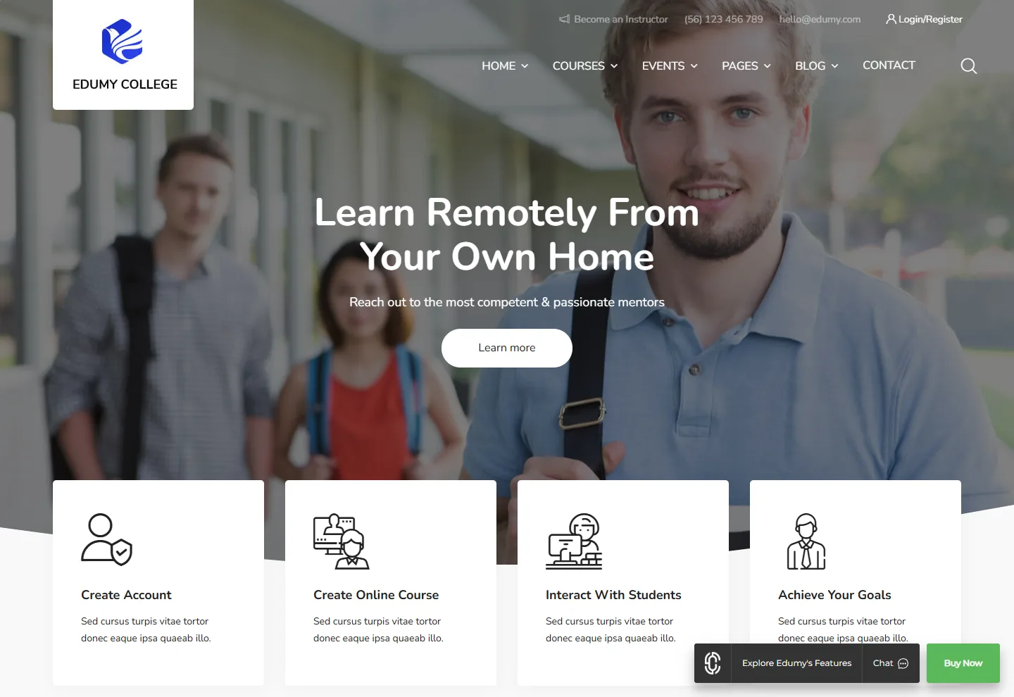 Online Kurs Platformu web sitesi örneği: Kurs Platformu Klasik ana sayfası