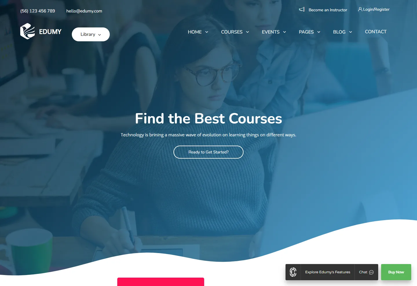 Online Kurs Platformu web sitesi örneği: Eğitim Merkezi Klasik ana sayfası