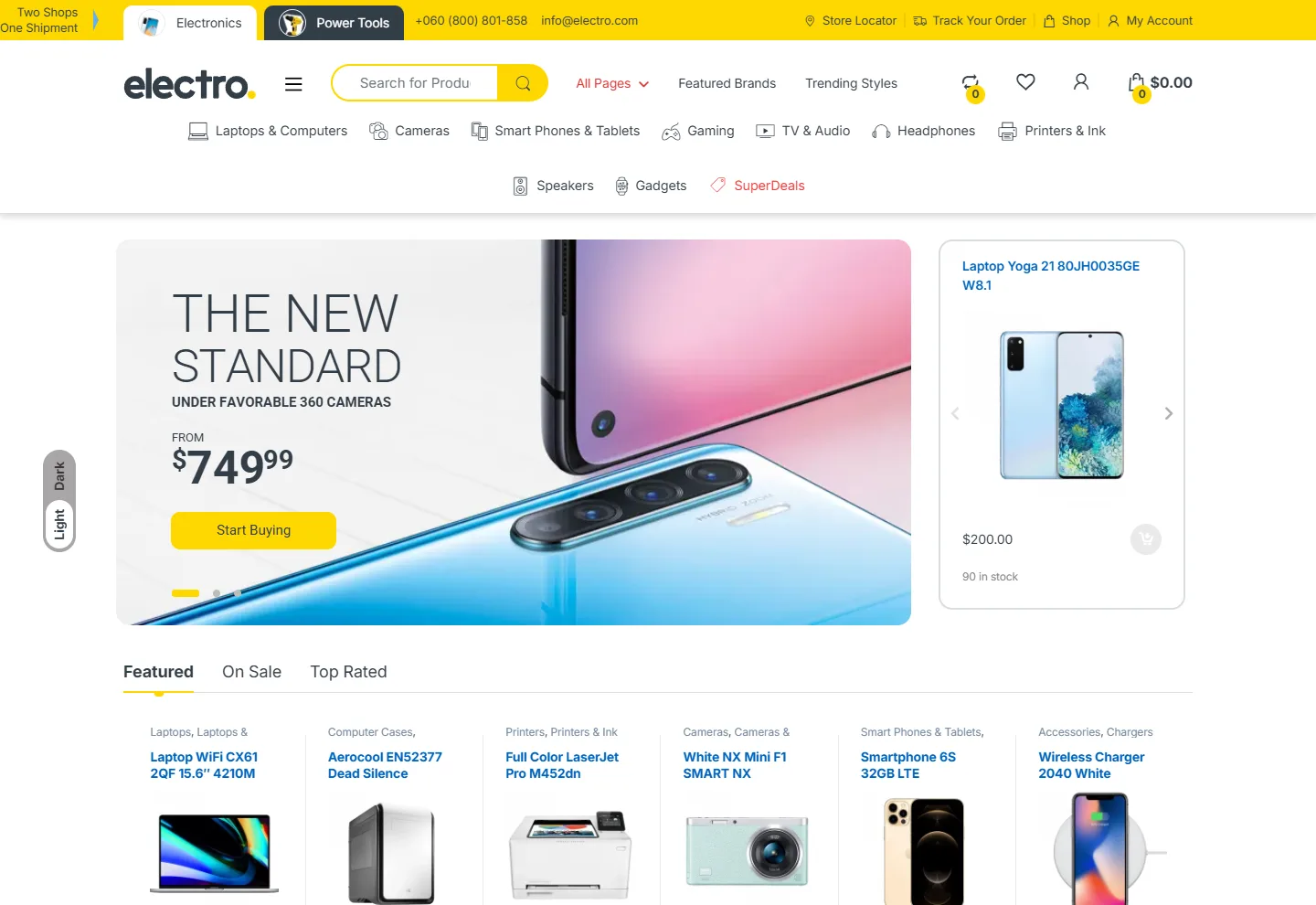 Elektronik (E-Ticaret) web sitesi örneği: Teknoloji Mağazası Pro ana sayfası