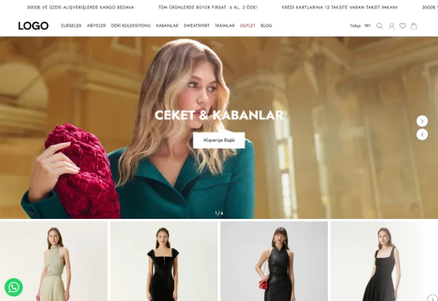 E-Ticaret web sitesi örneği: Helen E-Ticaret ana sayfası