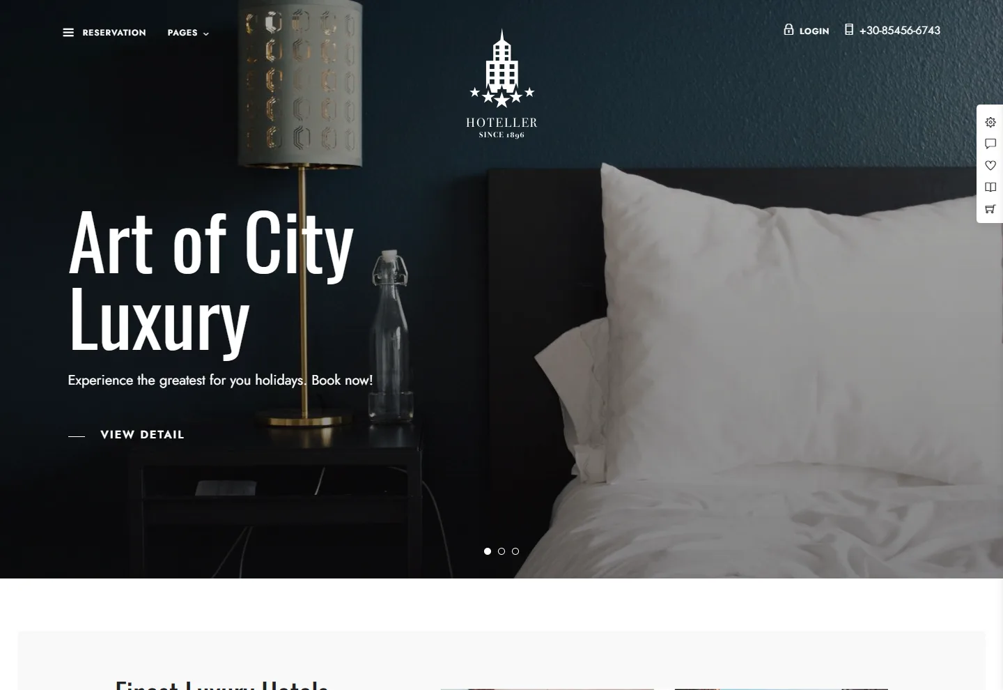 Otel web sitesi örneği: Lüks Otel ana sayfası
