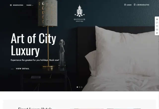Otel web sitesi örneği: Lüks Otel ana sayfası