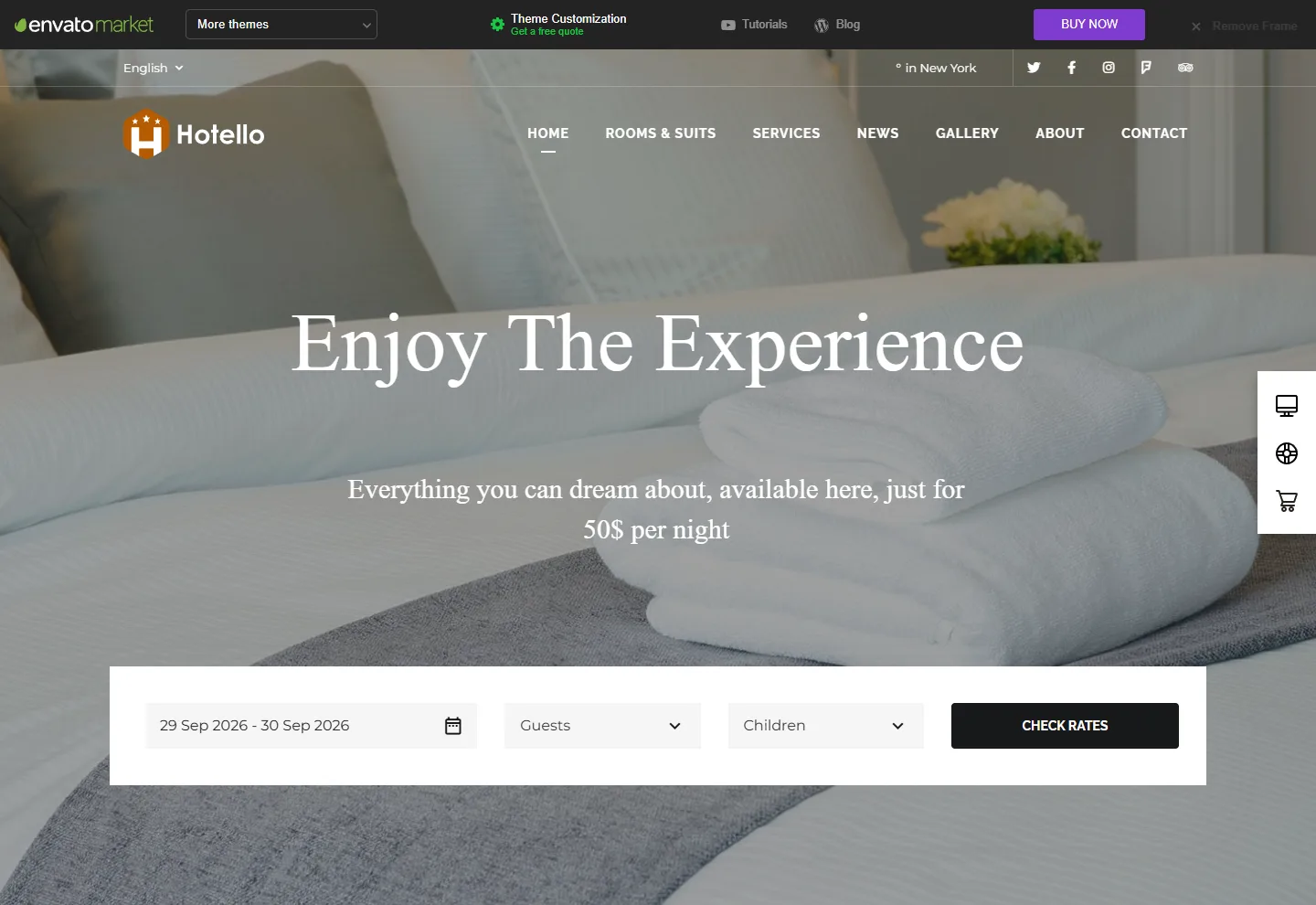 Otel web sitesi örneği: Otel Modern ana sayfası