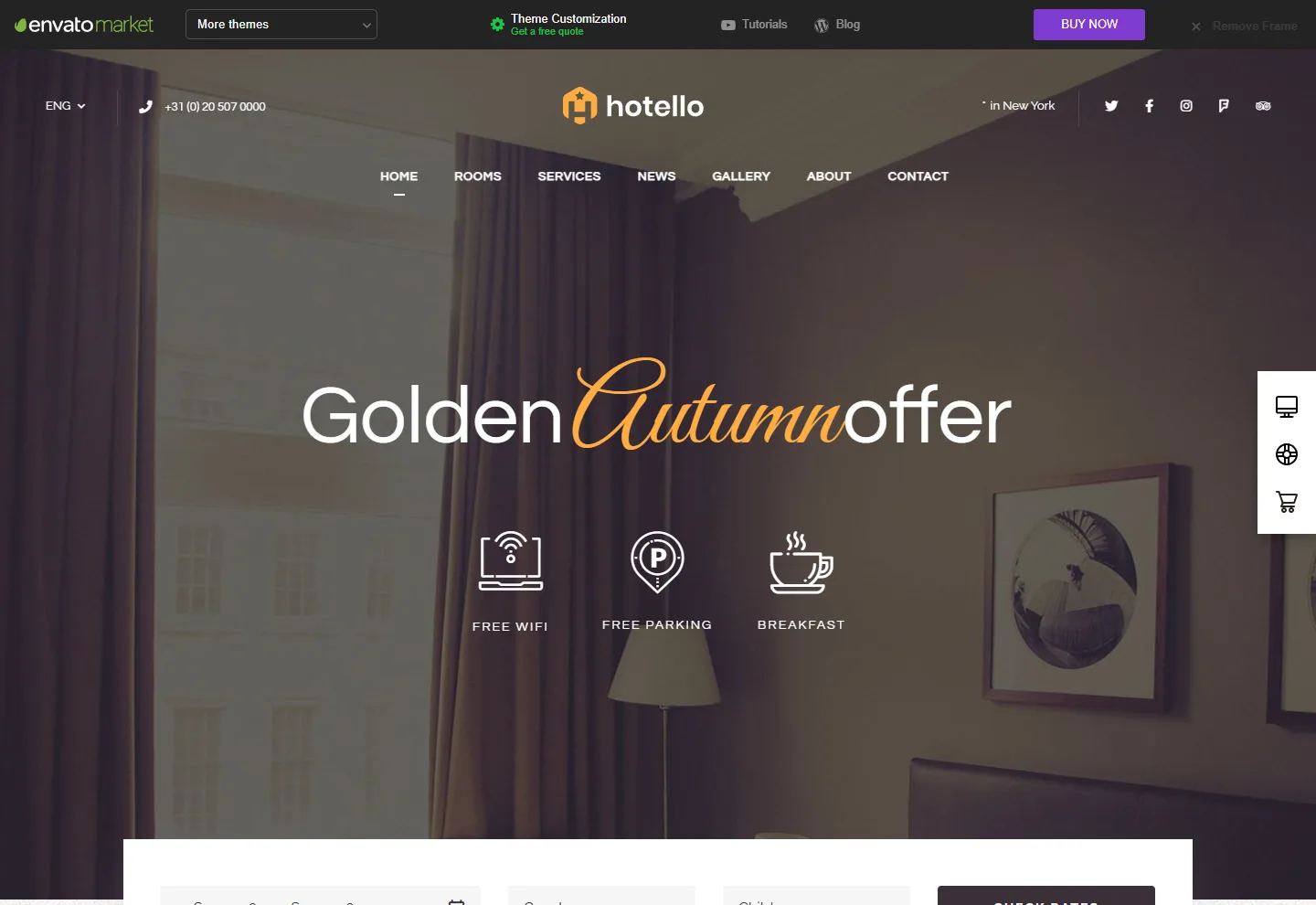 Otel web sitesi örneği: Otel Plus ana sayfası