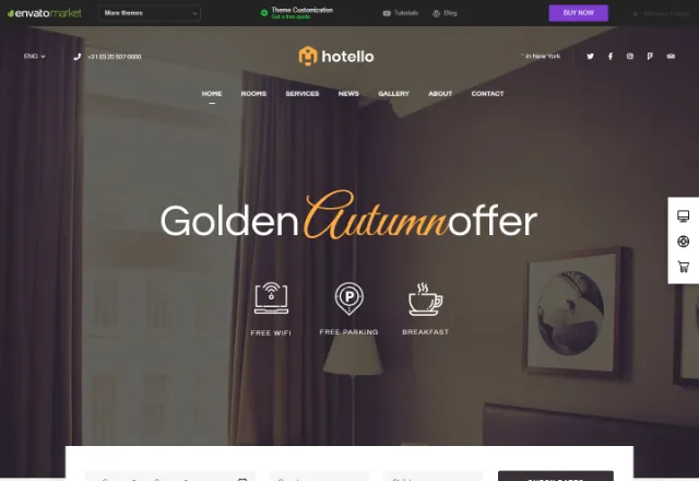 Otel web sitesi örneği: Otel Plus ana sayfası