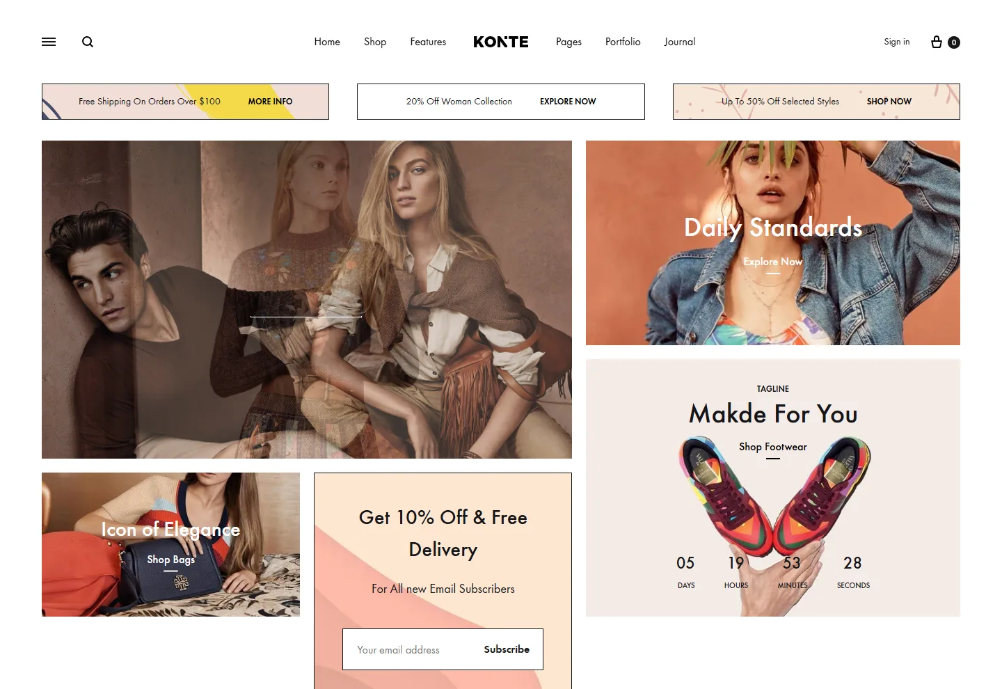 E-Ticaret web sitesi örneği: Butik Mağaza Kategoriler ana sayfası