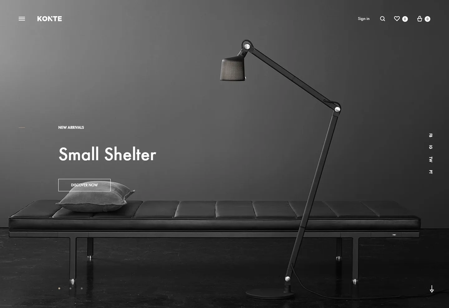 Mobilya (E-Ticaret) web sitesi örneği: Butik Mağaza Gece ana sayfası