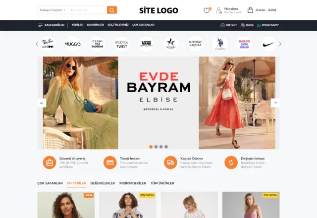 Moda / Giyim (E-Ticaret) web sitesi örneği: Moda E-Ticaret ana sayfası