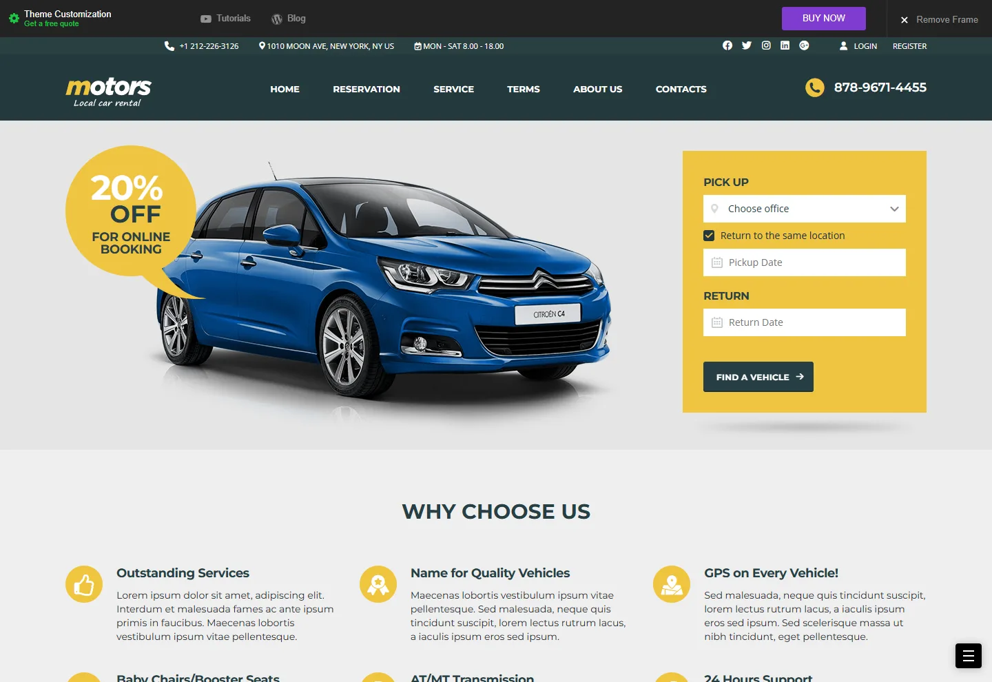 Araç Kiralama web sitesi örneği: Araç Kiralama Modern ana sayfası