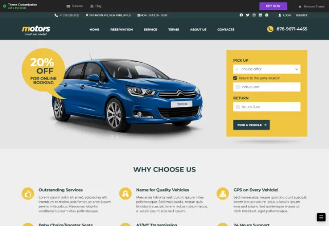 Araç Kiralama web sitesi örneği: Araç Kiralama Modern ana sayfası