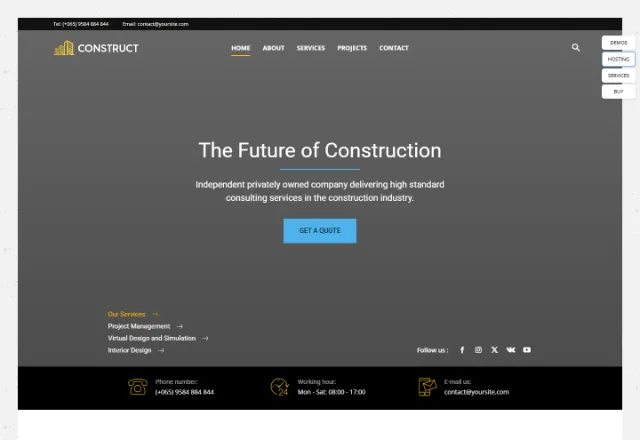Mimar / İnşaat web sitesi örneği: İnşaat Firması ana sayfası