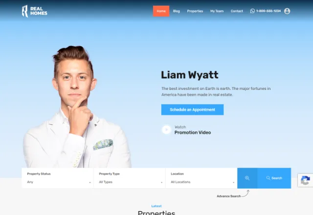 Emlak Danışmanı web sitesi örneği: Emlak Danışmanı Modern ana sayfası