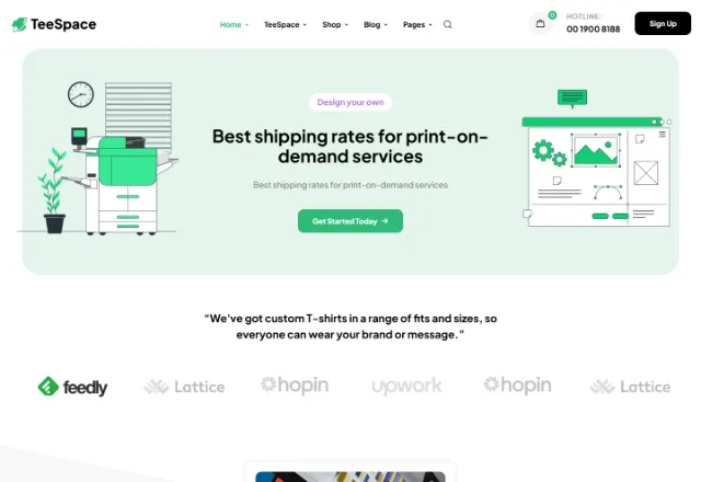 Moda / Giyim (E-Ticaret) web sitesi örneği: Tişört Butik Baskı Hizmetleri ana sayfası