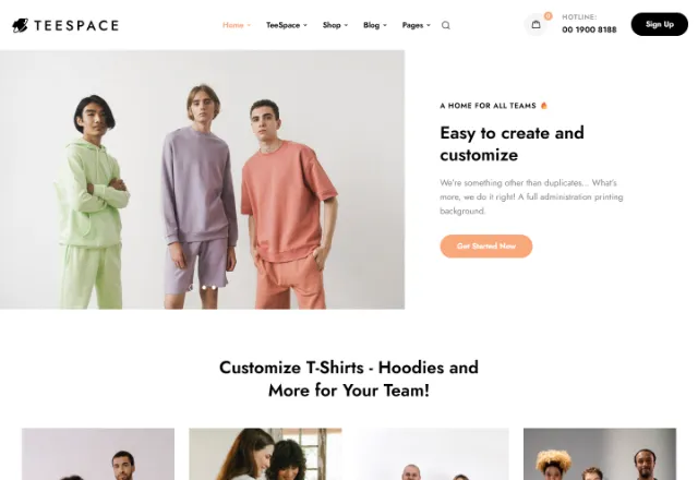 Moda / Giyim (E-Ticaret) web sitesi örneği: Tişört Butik Takım ana sayfası