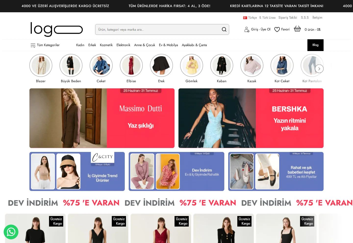 E-commerce website example: Trend E-commerce home page