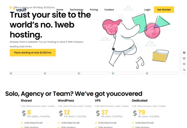 Yazılım & SaaS web sitesi örneği: Hosting Firması ana sayfası