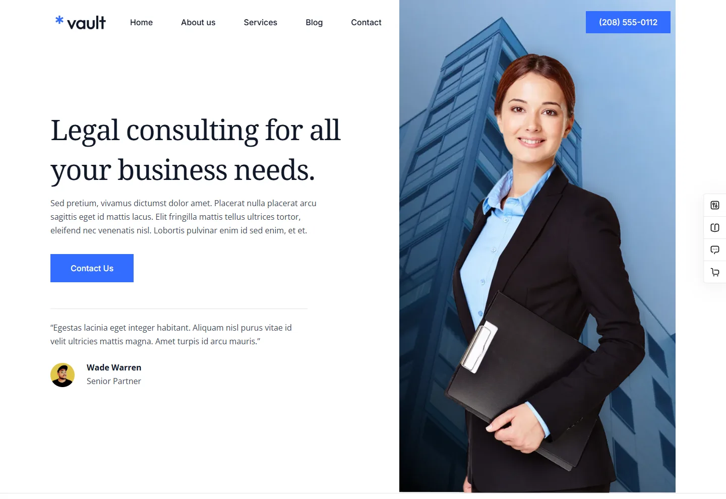 Avukat / Hukuk web sitesi örneği: Hukuk Bürosu Modern ana sayfası