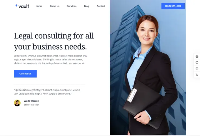 Avukat / Hukuk web sitesi örneği: Hukuk Bürosu Modern ana sayfası