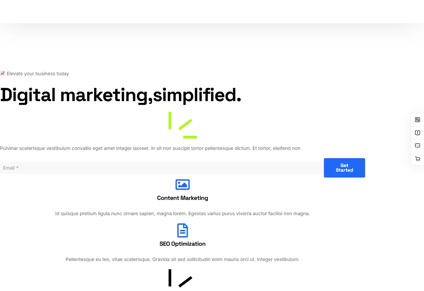 SEO & Pazarlama web sitesi örneği: Pazarlama Ajansı ana sayfası