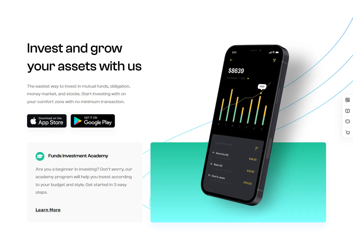 Finans & Sigorta web sitesi örneği: Varlık Yönetimi ana sayfası