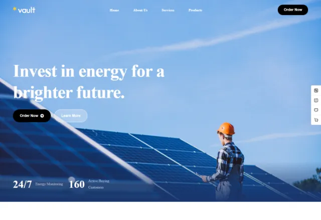 Enerji web sitesi örneği: Güneş Enerjisi ana sayfası