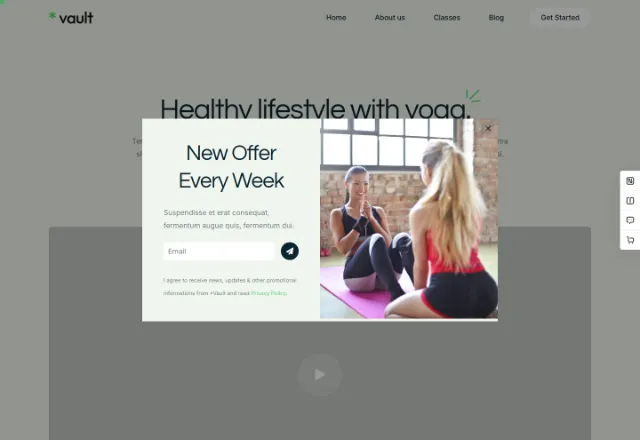 Yoga & Pilates web sitesi örneği: Yoga Stüdyosu ana sayfası
