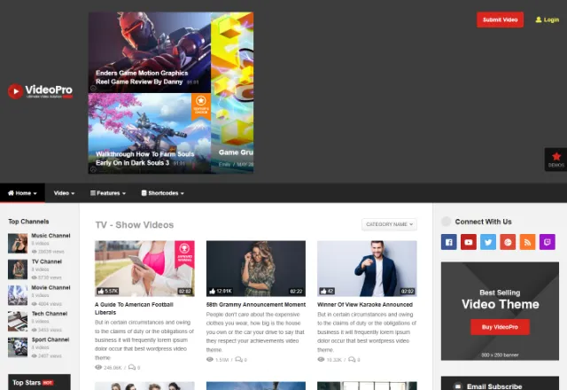 Video web sitesi örneği: Video Portal Prestij ana sayfası