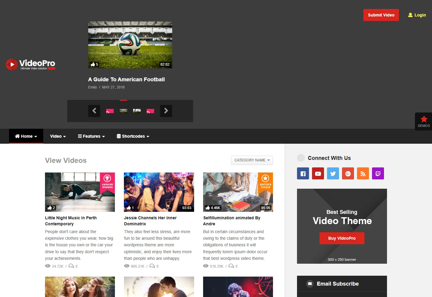 Video web sitesi örneği: Video Portal Vitrin ana sayfası
