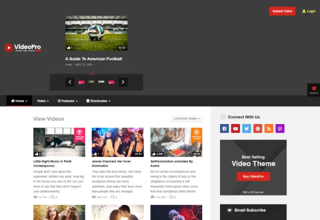 Video web sitesi örneği: Video Portal Vitrin ana sayfası