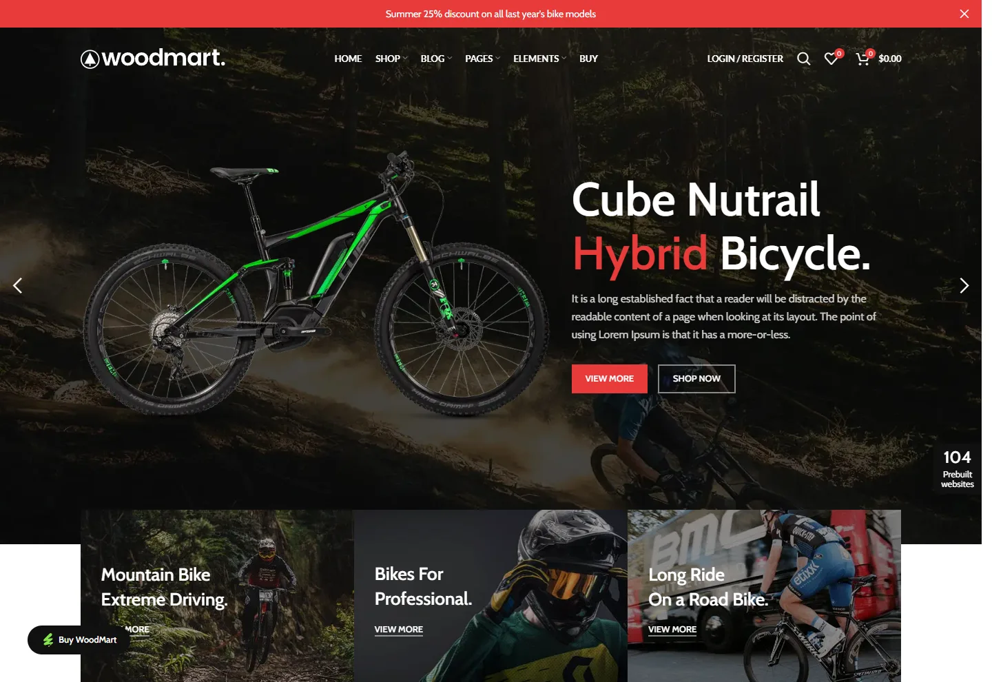 Spor / Outdoor (E-Ticaret) web sitesi örneği: Bisiklet Mağazası ana sayfası