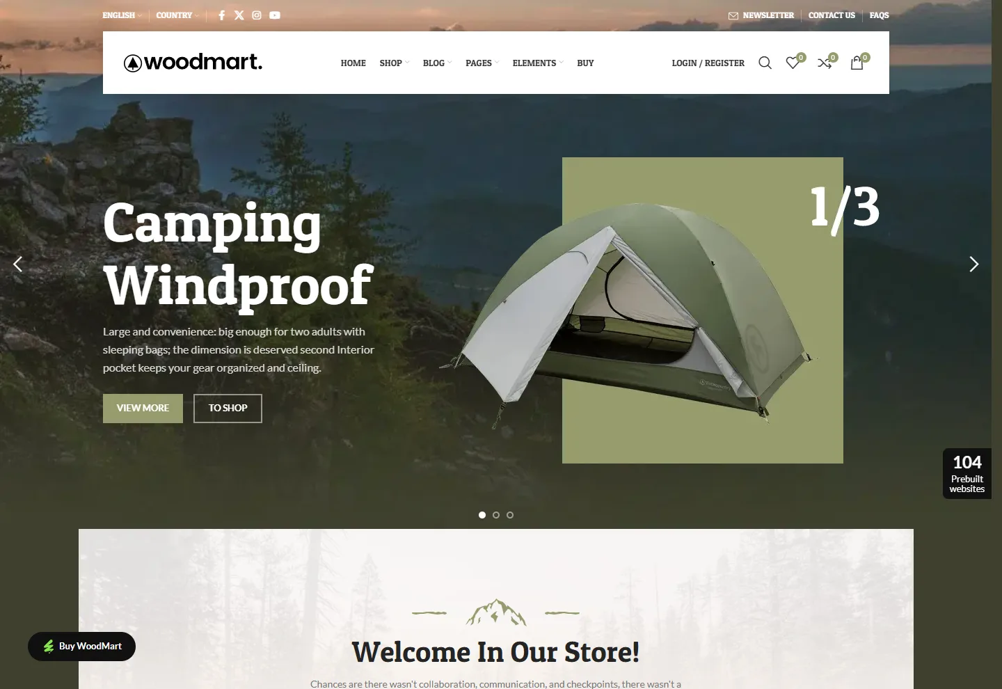 Spor / Outdoor (E-Ticaret) web sitesi örneği: Kamp & Outdoor ana sayfası