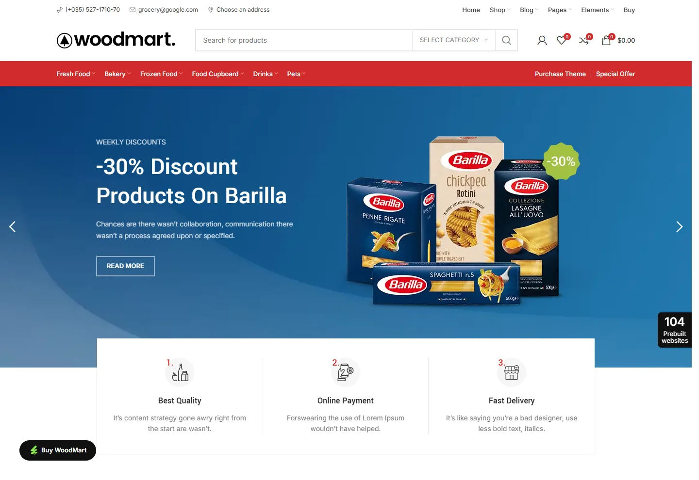 Market / Gıda (E-Ticaret) web sitesi örneği: Online Market ana sayfası