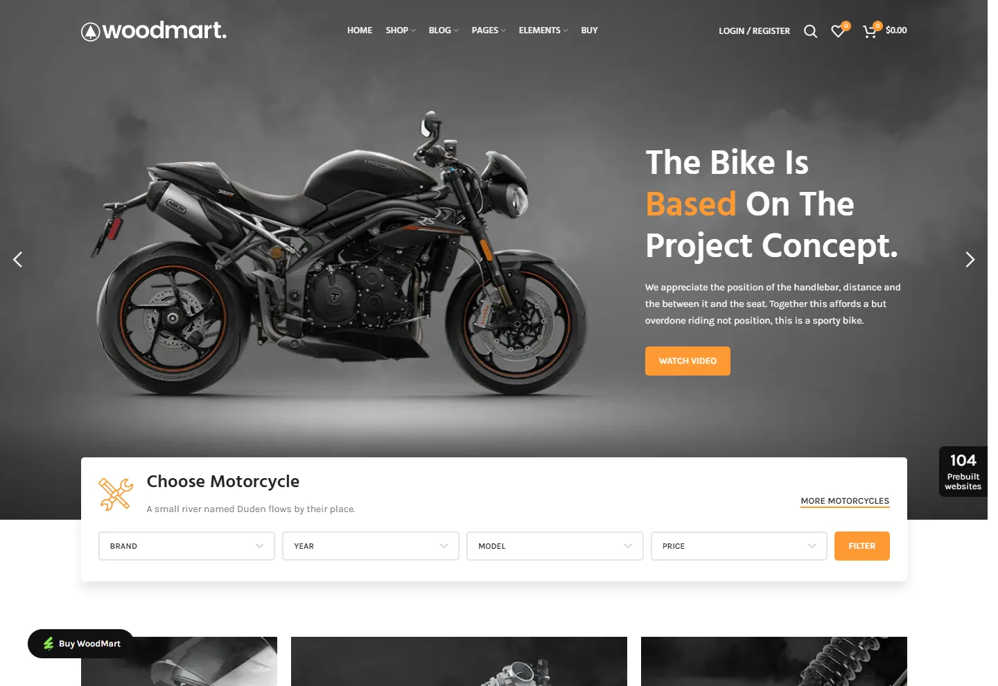 Otomotiv (E-Ticaret) web sitesi örneği: Motosiklet Mağazası ana sayfası
