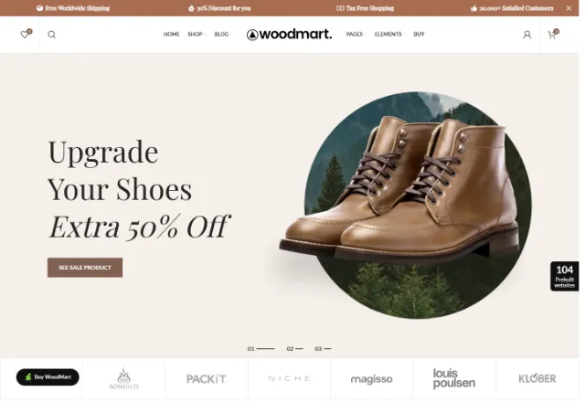 Moda / Giyim (E-Ticaret) web sitesi örneği: Ayakkabı Mağazası ana sayfası